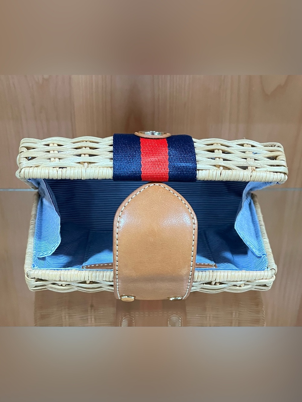 J. McLaughlin Wicker Olivia Clutch Natural Stripe - Picture 10 of 17